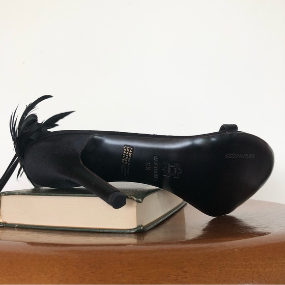 BCBGMAXAZRIA Size 6.5 Black Feather Ankle Tie Strappy Heels (Great condition) - Picture 9 of 12